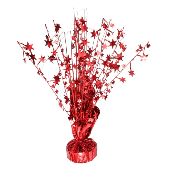 Metallic Foil Spray Centerpiece, 12.2" Star Table Decoration Spray Decoration for Christmas Wedding Birthday Party Graduation Celebration New Year, Red