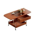 thumbnail image 1 of Folding Coffee Table with Drawer, 2-Tier Storage & Wheels - Extendable Modern Table with Metal Frame for Living Room, Small Spaces, Home Office (Brown), 1 of 5