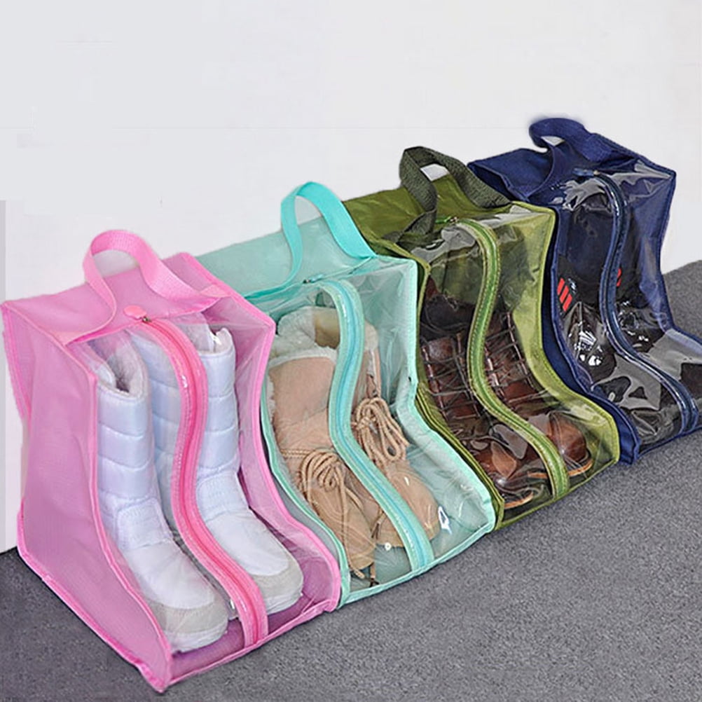 FOMIYES 4Pcs Water Resistant Shoes Storage Bags with Clear View Window Multipurpose Organizer Pouch