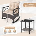 thumbnail image 3 of Gymax Set of 3 Rattan Rocking Chair Set w/Acacia Wood Tabletop Armrests for Porch Balcony Beige, 3 of 9