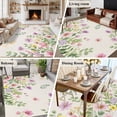 thumbnail image 5 of 5'x7' Area Rugs for Living Room Bedroom, Pink Purple Flower Washable Rug Carpet Runner Indoor Outdoor, Spring Farmhouse Country Floral Leaf Non Slip Floor Mats Area Rug for Kitchen, Nursery, 5 of 8