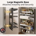 thumbnail image 5 of iFaveorr Magnetic Spice Rack for Refrigerator, 3-Tier Magnetic Fridge Shelf, Moveable Fridge Organizer with 8-Hook Rack, Magnetic Fridge Shelf, 5 of 6