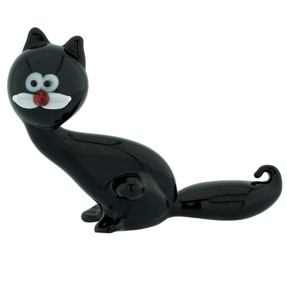 GlassOfVenice Murano Glass Black Venetian Cat