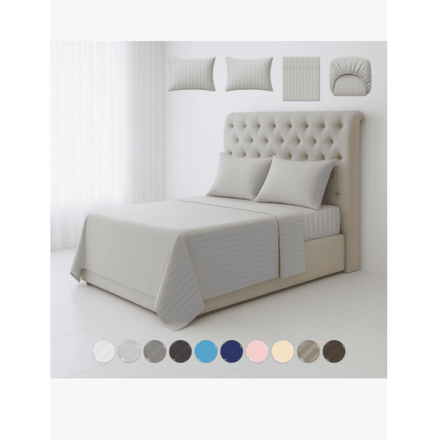 Juego de Sábanas Matrimonial 3000 Hilos color gris claro