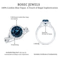thumbnail image 5 of Rosec Jewels Real London Blue Topaz Diamond Engagement Ring with Halo - Designer Ring - AAA Quality - with Jewelry Box, 925 Sterling Silver, US 4.00, 5 of 8
