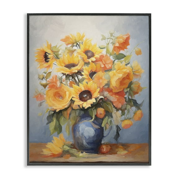 Stupell Industries Sunflower Medley Vase Botanical & Floral Painting Black Framed Art Print Wall Art, 11 x 14