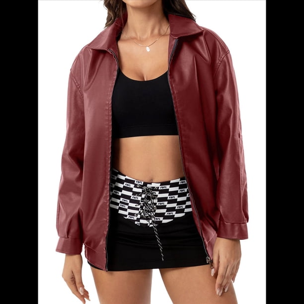 Chaquetas de Holgadas de Larga con Solapa para Mujer, Moda Otoño 2025, Ropa de Invierno. Vino Tinto XL