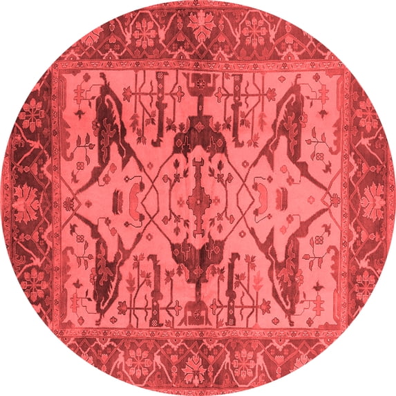 Ahgly Company Indoor Round Oriental Red Industrial Area Rugs, 5' Round