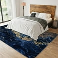 thumbnail image 2 of Navy Blue and Gold Marble Area Rug, Retro and Luxurious Noise Reduction Carpet, Washable Carpet Soft Anti-Slip Backing for Living Room Bedroom Entryway Study Indoor 2x3ft, 2 of 6