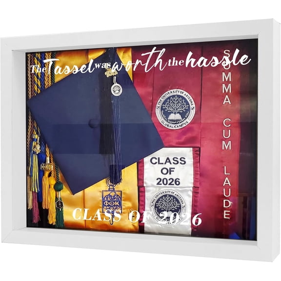 Graduation Shadow Box Frame for Cap and Gown, Class of 2026 Display Case