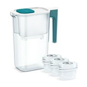 Perfect Pour Large 10 Cup Water Filter Pitcher by Aqua Optima, Ergonomic, Eliminates Splashes and Spills, BPA Free, WQA Certified, includes 3 Evolve+ Water Filters, Blue