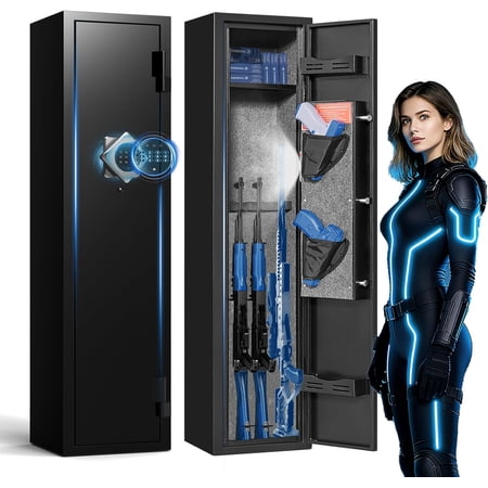 Marcree 2-3 Gun Safe Gun Safe for Rifles and Pistols Gun cabinets for Rifles and Shotguns Long Gun Safes for Rifles and Shotguns with Dual Alarm System No Assembly