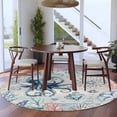 thumbnail image 4 of Summer Ocean Octopus Round Living Room Rugs 8 ft, Coral Shell Washable Large Area Rug with Non-Slip Sturdy Edge Binding Round Carpet for Dining Room Kitchen Office, 4 of 9