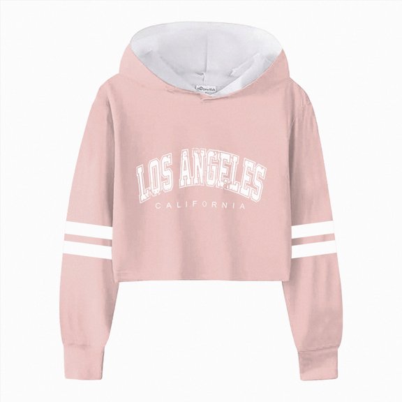 BOBOGOJP Girls Fashion Hoodies Kids Cute Striped Long Sleeve Crop Tops Hooded Sweatshirts 5-14 Years (Pink, 3-4 Years)