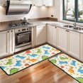 thumbnail image 3 of Dinosaur and Flower Beige Pattern Anti Fatigue Kitchen Rugs Set Of 2, Non Slip Washable Decorative Floor Mats for Sink Laundry and Home Use, 17"x47", 3 of 5