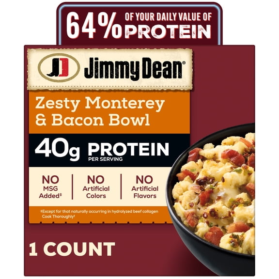 Jimmy Dean Protein Breakfast Bowl, Zesty Scrambled Egg, Monterey Jack & Bacon, Frozen, 7.25 oz