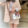 thumbnail image 5 of Hongchun White Red Mini Bow Blue Gold Handbag Lock Leather Bag New white, 5 of 5
