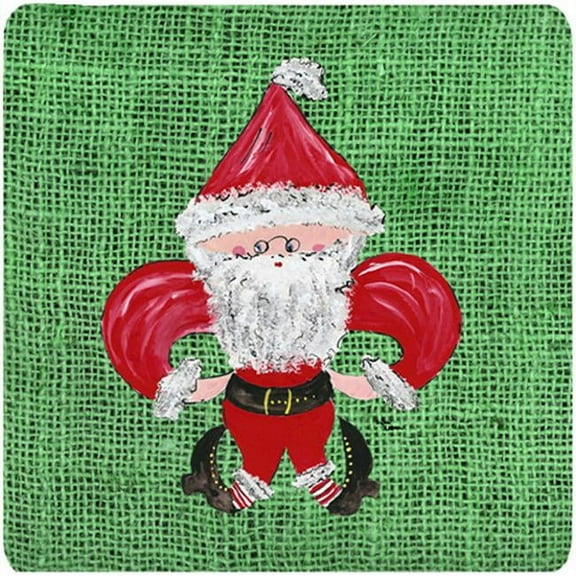 Christmas Santa Fleur De Lis Foam Coasters - Set Of 4, 3.5 x 3.5 In.