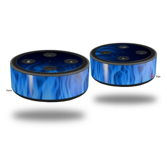 Skin Wrap Decal Set 2 Pack for Amazon Echo Dot 2 - Fire Blue (2nd Generation ONLY - Echo NOT INCLUDED)