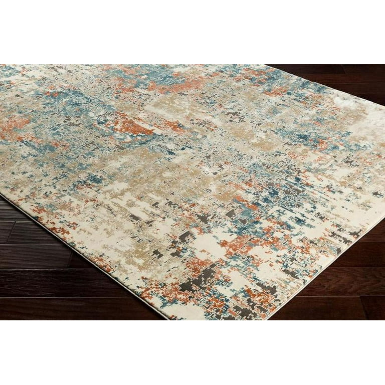 Tuan Outdoor 6' x 9' Modern Scatter Rug, Light Brown and Black 