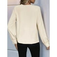 thumbnail image 5 of Womens Button Down Shirts Lace Cuff Long Sleeve Chiffon Dressy Tops Band Collar Fall Business Casual Blouses  M, 5 of 7