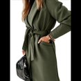 thumbnail image 4 of Chaqueta Clásica de Mujer con Solapa, Larga, Abertura Frontal y Cinturón, Abrigo Extra de Lana Verde M, 4 of 6