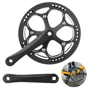 Mountain Bike Crankset, 52/42T Chainring Crank Arm Set, 130BCD Crankset Double Alloy Chainring Cover, MTB Armcrank for Road Bicycle, City Folding Bicycle, Snowmobile, Mountain Bike