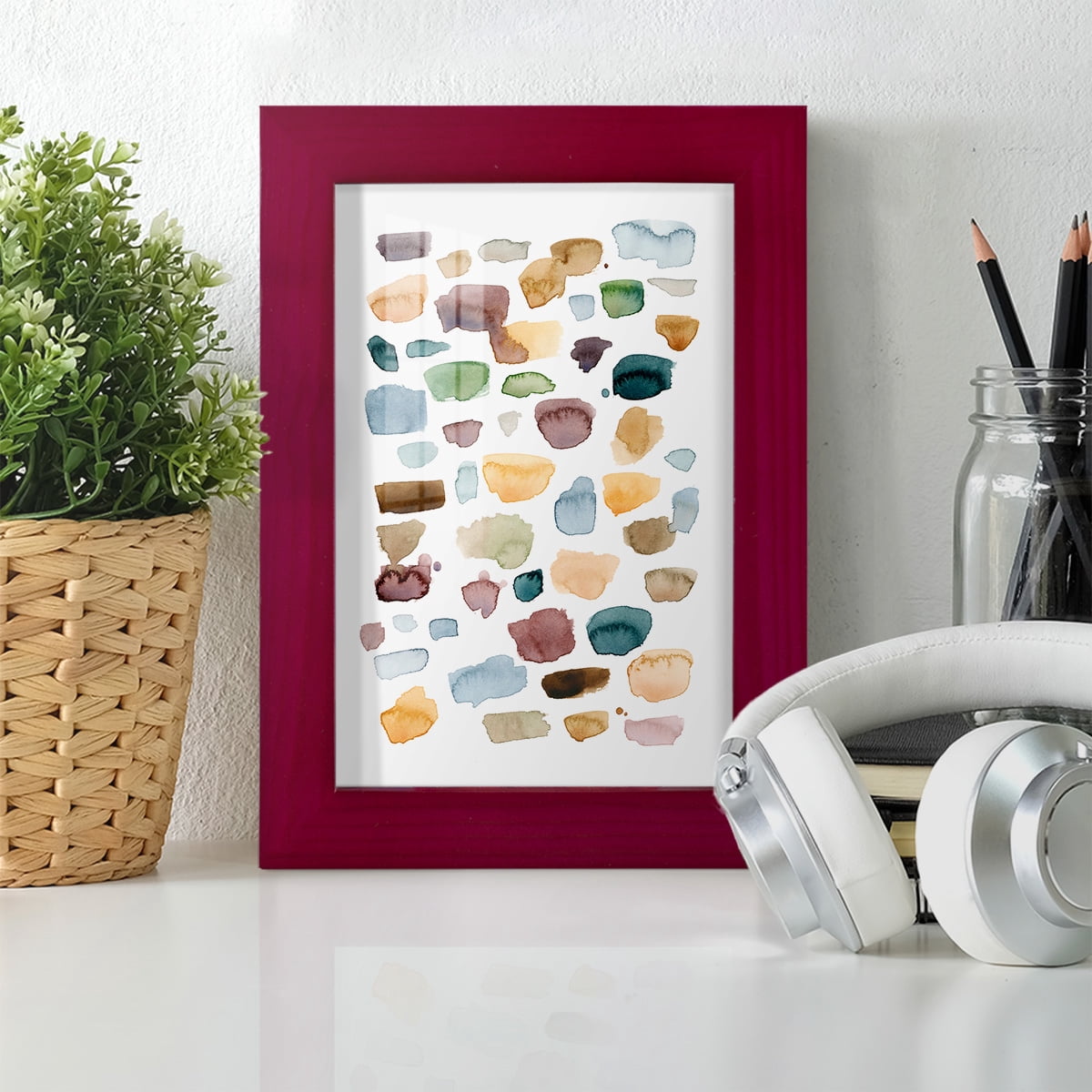 Shattered Segments I - Framed Print w/glass - Cherry Red