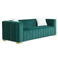 thumbnail image 4 of Llinc Store Dark Green Couch 3 Seater Sofa for Living Room Modern Channel Velvet Sofa Take On A Traditional Chesterfield, 4 of 6