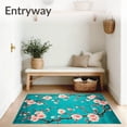 thumbnail image 3 of Ultra Soft Area Rug, Non Slip Cherry Blossom Rug with Artistic Teal and Pink Flower Branch Motif, Non Slip, Stain Resistant, Washable Area Rugs for Living Room, Bedroom(Blue, 3X5), 3 of 8