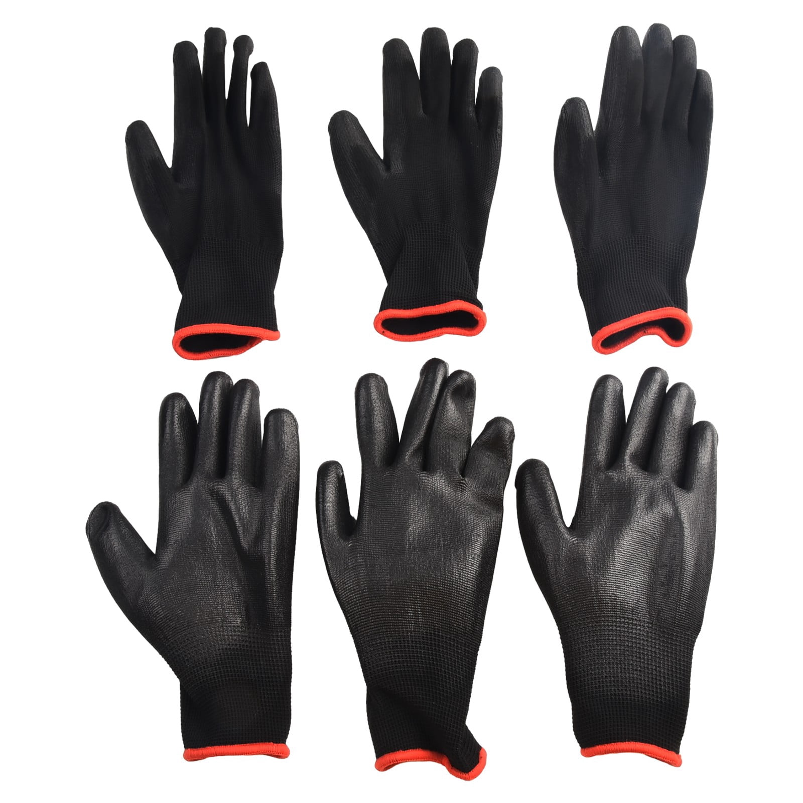 12 Pcs Safety Working Gloves Black Pu Nylon Cotton Glove Industrial Protective Work Gloves NMSafety Brand Supplier 12 Pairs