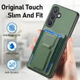 thumbnail image 4 of SaniMore for Samsung Galaxy S20 FE Case, PU Leather Carbon Fibre Anti-scratch Adjustable Stand Card Slots [RFID Blocking] Shockproof Anti-fall Anti-fingerprint Wallet Shell for Men Women, Green, 4 of 10