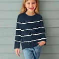 thumbnail image 5 of AherBiu Toddler Girls Clothes Long Sleeve Crewneck Striped Tees Shirts Kids Comfy Basic Top Blouse, 5 of 6