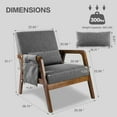 thumbnail image 2 of spanspace Accent Chair Mid-Century Modern Chair with Side Pocket, Lounge Armchair with Lumbar Pillow & Solid Wood Frame for Living Room Balcony Bedroom, Grey, 2 of 8