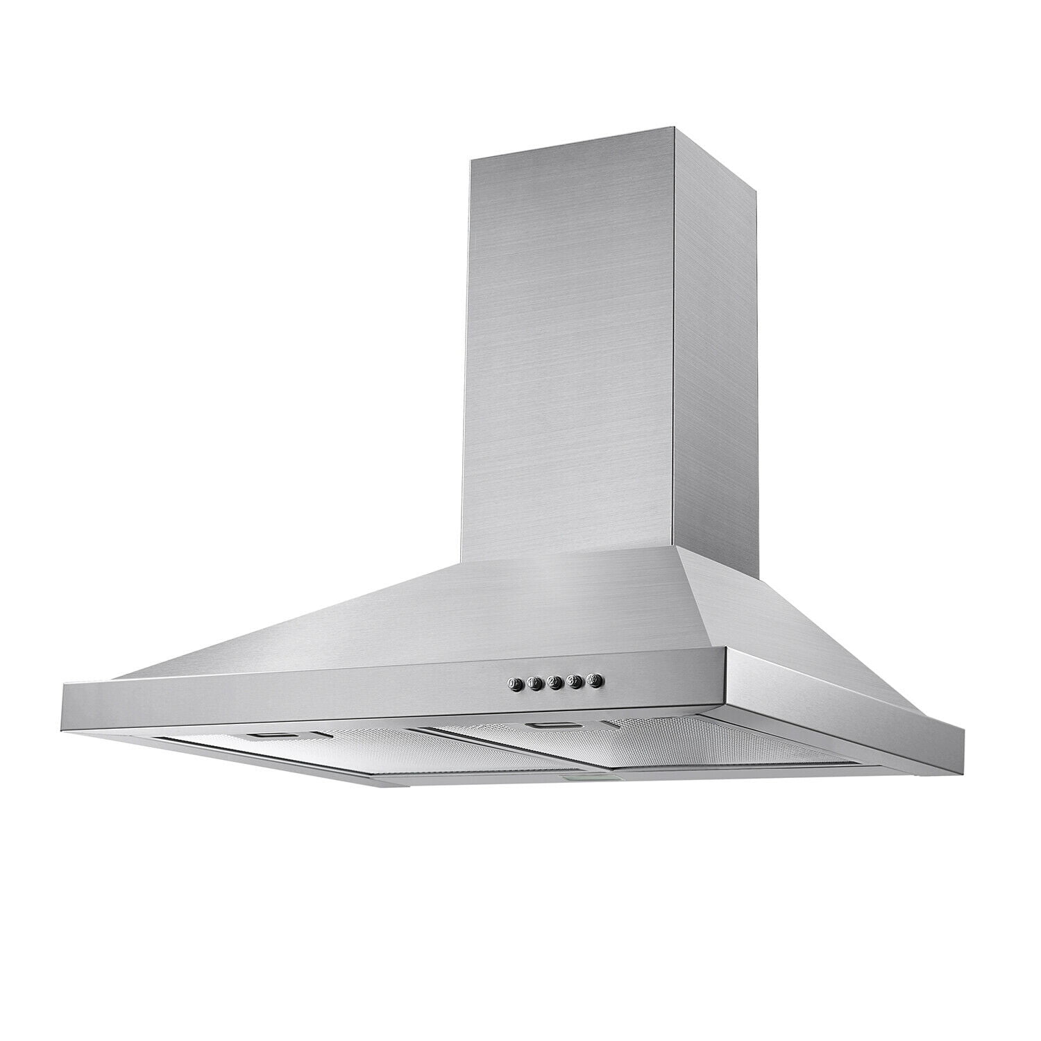 Wall Mount Range Hood 30 inch Stainless Steel Vent Hood w/ 3 Speeds Push Button Controls 450 CFM Stainless Steel Chimney-Style Over Stove Vent Hood with LED Light