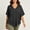 Black, variant on Womens Navy Relaxed Fit V Neck Short Sleeve Hoodie Lightweight Casual Pullover Top,Size L