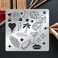thumbnail image 6 of 1pc Outdoor Beach Neon Stencils Wing Rose Star Stainless Steel Painting Stencil for Bullet Journal Woodburning, 6 of 6