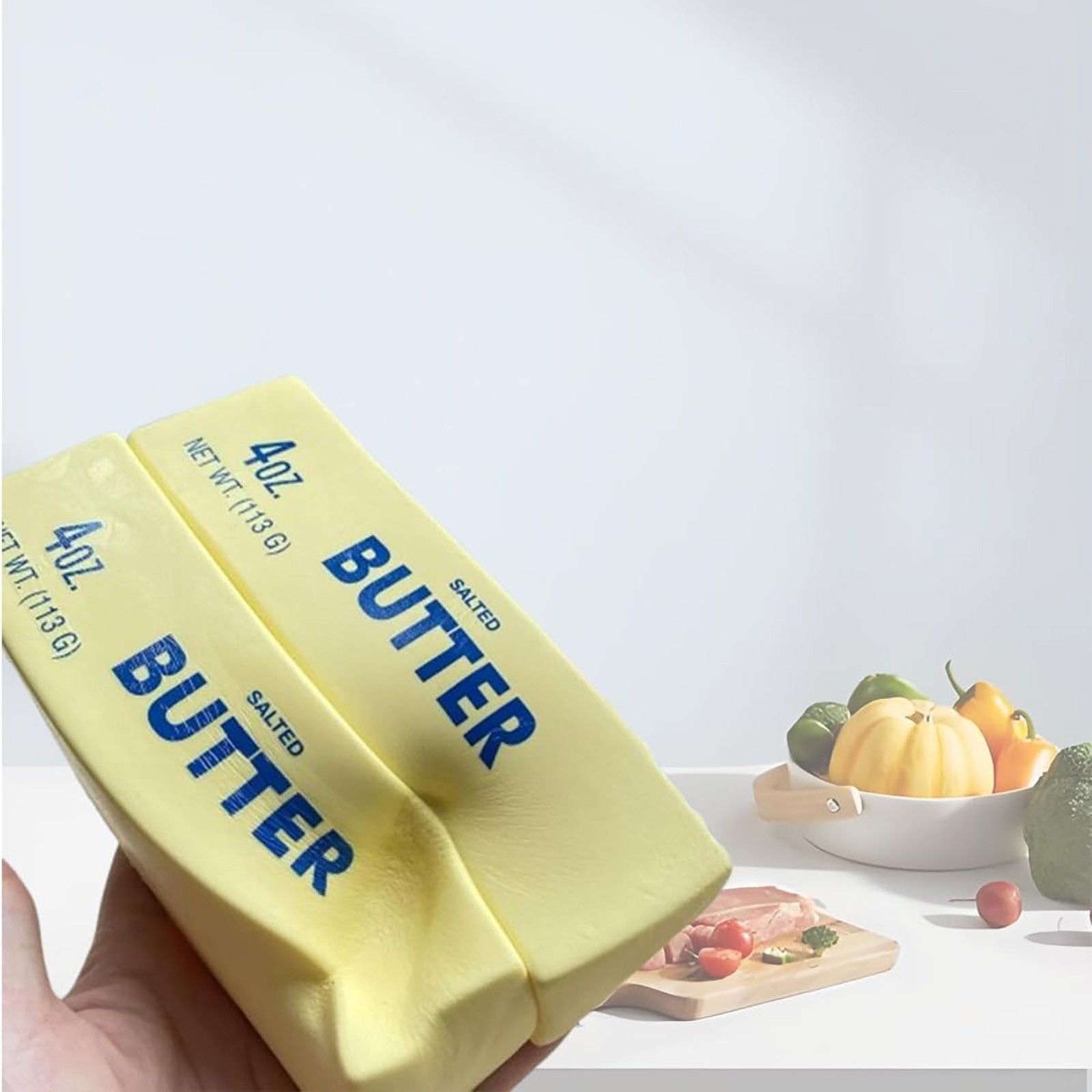 Squeeze Butter Toys Stress Relief, Adults Butter Stick Slow Rising Figure Stress Relief Fidget Toys for Anxiety Relief Hand Relax Salted Butter Bar Soft Foam Stick Squeeze Ball (Yellow)