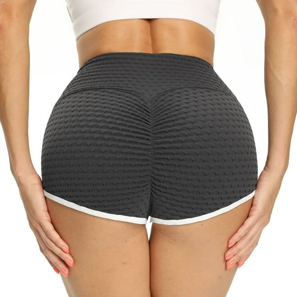 Gibobby Pantalon cortos yoga mujer Pantalones cortos de cintura alta para mujer, pantalones cortos para levantamiento de glúteos, pantalones cortos de(Gris,CH)