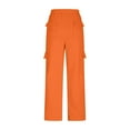 thumbnail image 6 of CQONEPT Womens Cargo Pants Fleece Drawstring Wide Leg Sweatpants Elastic Waist Hiking Workout Trousers with Pockets Orange S, 6 of 6