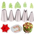 thumbnail image 1 of Hojas transfronterizas baratas, 5 piezas, traje con lazo, crema, decoración de pasteles, herramientas de bricolaje para hornear, tamaño pequeño y mediano, 1 of 3