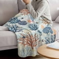 thumbnail image 3 of Blue Coastal Blanket Soft Cozy Warm Twin Blanket for Bed, Plush Fuzzy Flannel Fleece Blankets for Sofa, Summer Beach Coral Shell Starfish Seahorse Throw Blankets for Couch, Gifts for Men, 60"x80", 3 of 9