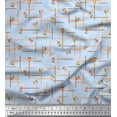 thumbnail image 1 of Soimoi Blue Cotton Poplin Fabric Maze & Grandiflora Roses Floral Printed Fabric 1 Yard 42 Inch Wide, 1 of 6
