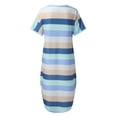 thumbnail image 5 of Maxi Dresses For Women 2024 Stripe Casual Short Sleeve V Neck Short Party Dress Tank Loose Sundress with Pocket, 5 of 5