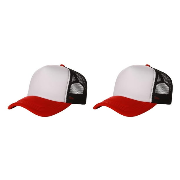 Minnieouse Gorra de béisbol deportiva para niños y niñas, moda clásica, gorras con viseras de protección solar, malla transpirable, sombreros Rojo Blanco Negro 2piezas