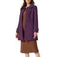 thumbnail image 4 of INSPIRE CHIC Women's Coats Peter Pan Collar Single Breasted Button Front Outwear Winter Coats XS Purplish Red, 4 of 6
