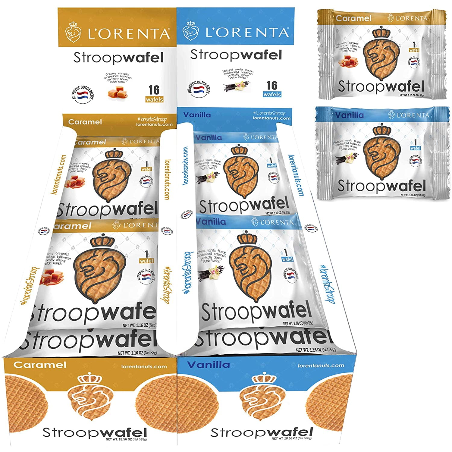 L'Orenta Stroopwafels Wafer Cookies for Dunking In Coffee Authentic