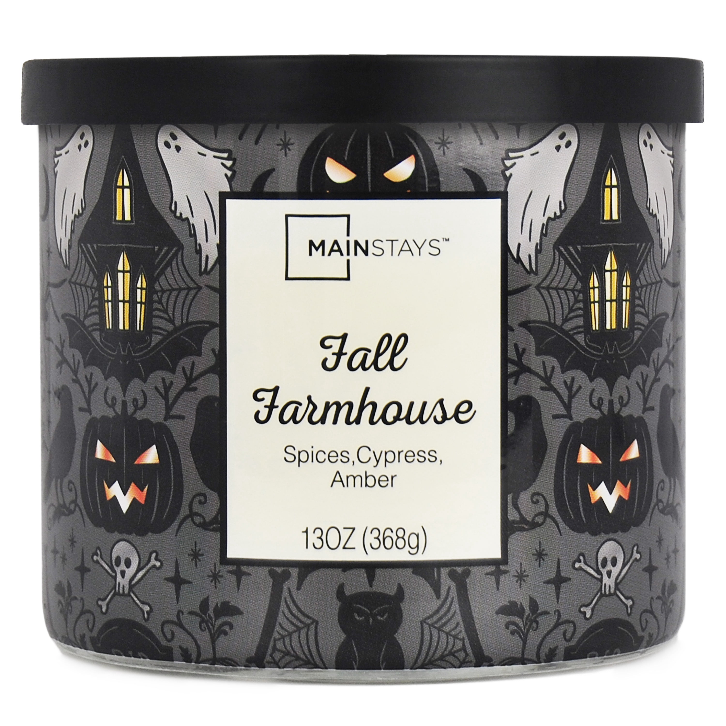 Mainstays Fall Farmhouse Halloween Candle, 13 ounce