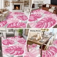 thumbnail image 5 of 5'x8' Area Rugs, Pink Palm Leaf Indoor Outdoor Area Rug for Living Room Bedroom, Tropical Vintage Grey Summer Plant Washable Bathroom Rugs Kitchen Floor Carpet Mats Home Decor Aesthetic, 5 of 8