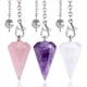 thumbnail image 1 of piezas de cristal de péndulo, amatista, cuarzo rosa, péndulo de cristal de cuarzo transparente para radiestesia, péndulo de adivinación, péndulo de piedras preciosas, 1 of 5